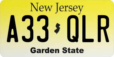 NJ license plate A33QLR