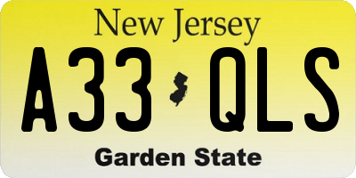 NJ license plate A33QLS