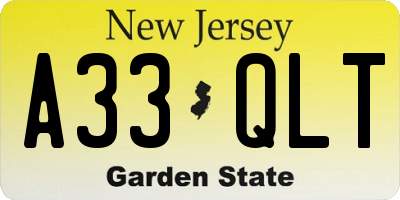 NJ license plate A33QLT
