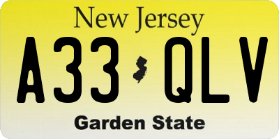 NJ license plate A33QLV