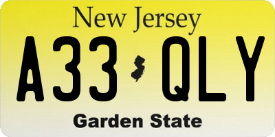 NJ license plate A33QLY