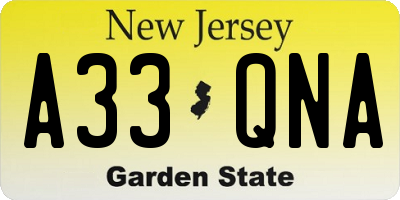 NJ license plate A33QNA