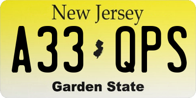 NJ license plate A33QPS