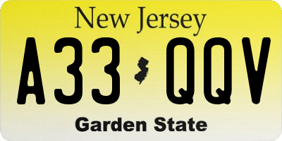 NJ license plate A33QQV