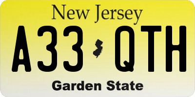 NJ license plate A33QTH