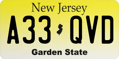 NJ license plate A33QVD