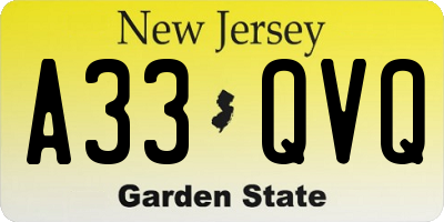 NJ license plate A33QVQ