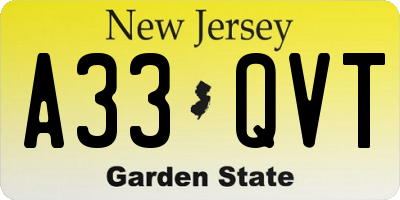 NJ license plate A33QVT