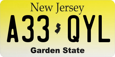 NJ license plate A33QYL