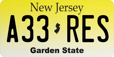 NJ license plate A33RES
