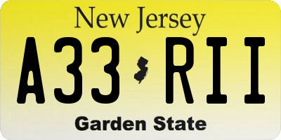 NJ license plate A33RII