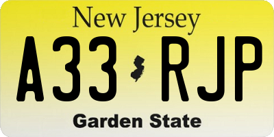 NJ license plate A33RJP