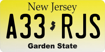 NJ license plate A33RJS