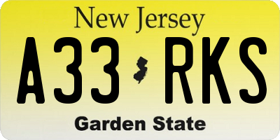 NJ license plate A33RKS