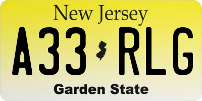 NJ license plate A33RLG