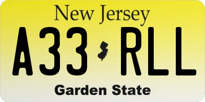 NJ license plate A33RLL