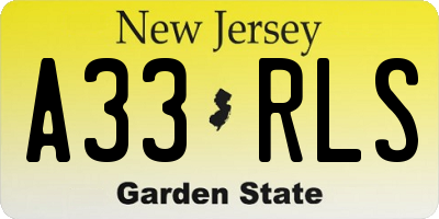 NJ license plate A33RLS