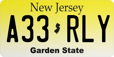 NJ license plate A33RLY