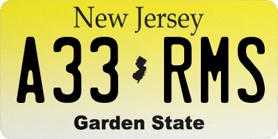 NJ license plate A33RMS