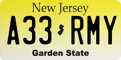 NJ license plate A33RMY