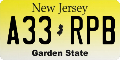 NJ license plate A33RPB