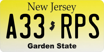 NJ license plate A33RPS
