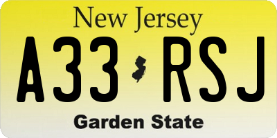 NJ license plate A33RSJ