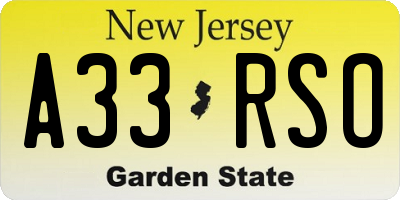 NJ license plate A33RSO