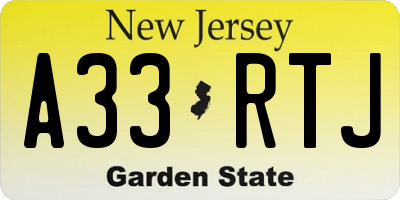 NJ license plate A33RTJ