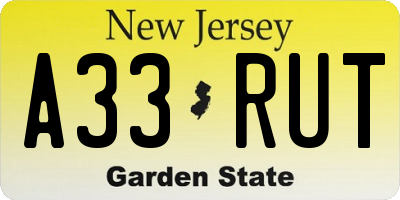 NJ license plate A33RUT