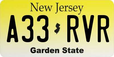 NJ license plate A33RVR