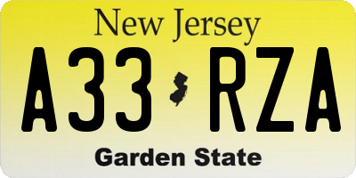 NJ license plate A33RZA