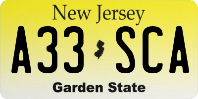 NJ license plate A33SCA