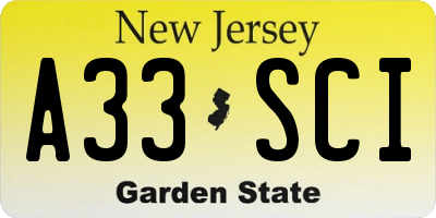 NJ license plate A33SCI