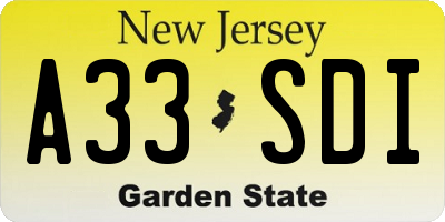 NJ license plate A33SDI