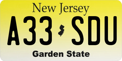 NJ license plate A33SDU