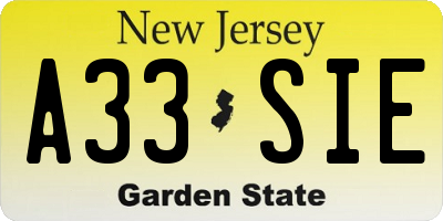 NJ license plate A33SIE