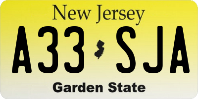 NJ license plate A33SJA