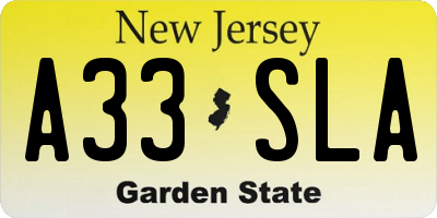NJ license plate A33SLA