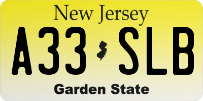 NJ license plate A33SLB