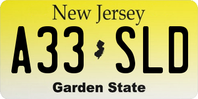 NJ license plate A33SLD