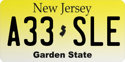 NJ license plate A33SLE