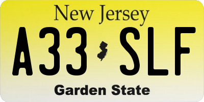 NJ license plate A33SLF