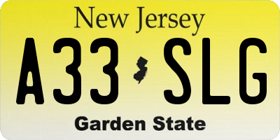 NJ license plate A33SLG
