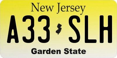 NJ license plate A33SLH