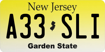 NJ license plate A33SLI