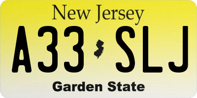 NJ license plate A33SLJ