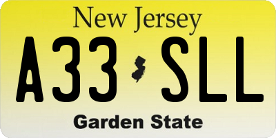 NJ license plate A33SLL