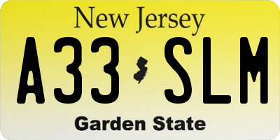 NJ license plate A33SLM