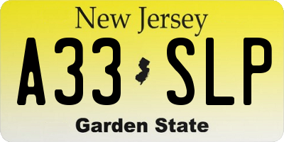 NJ license plate A33SLP